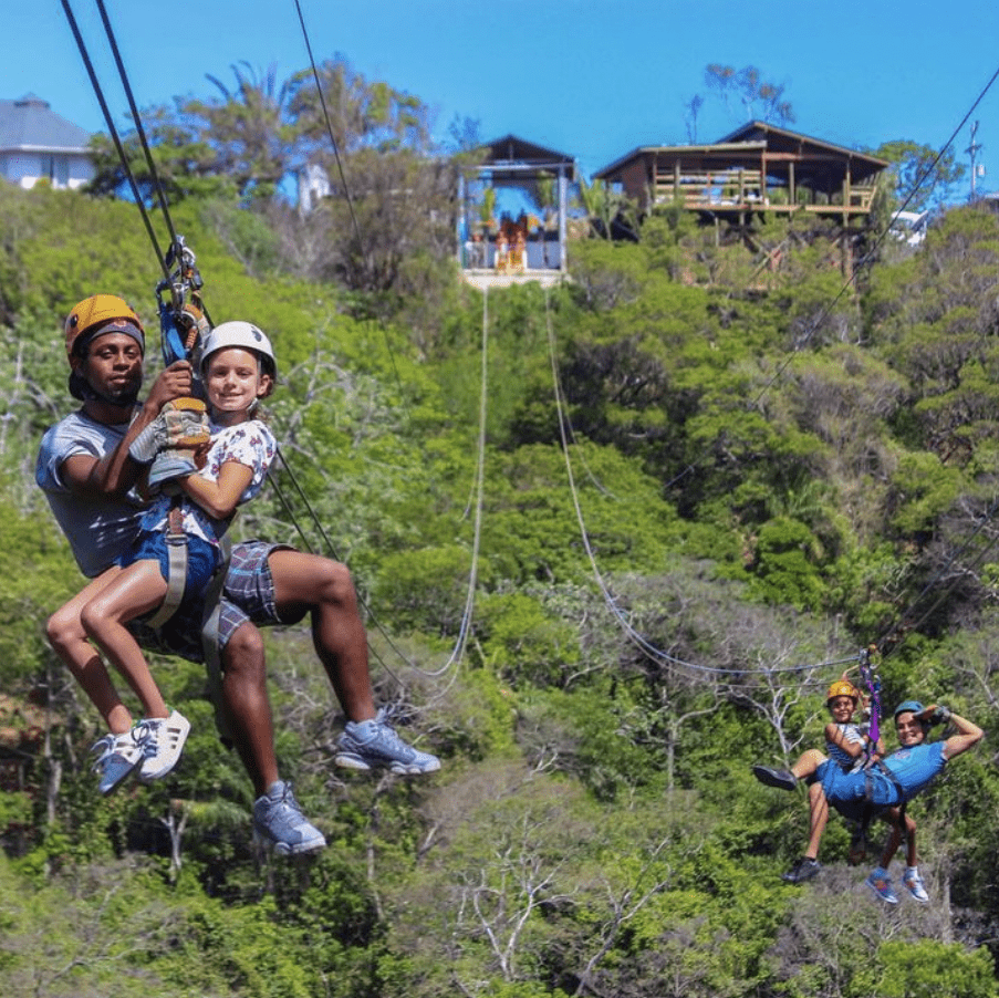 People ziplining at South Shore Zipline