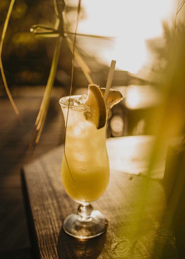 A tropical beverage offered at Tranquilseas